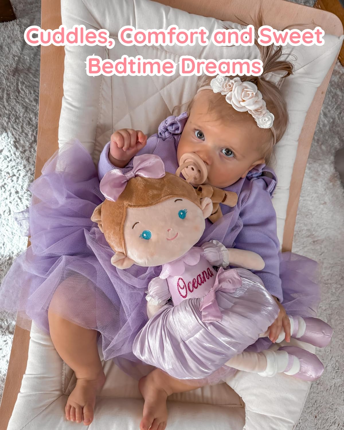 LeyaDoll Soft Baby Doll Toys (16''), My First Baby Rag Doll for 1 Year-Old Girl Birthday Gift, Christmas Plush Toys Gift for Toddler Kids Infants-Princess Aurora