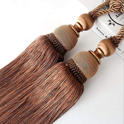 Selling Wonderful Curtain Holdbacks Curtains Tiebacks Home Decorative Braided Buckle Fastener Accessories Window Drapery Ball Tassels Tiebacks, Set of 2 (Coffee)