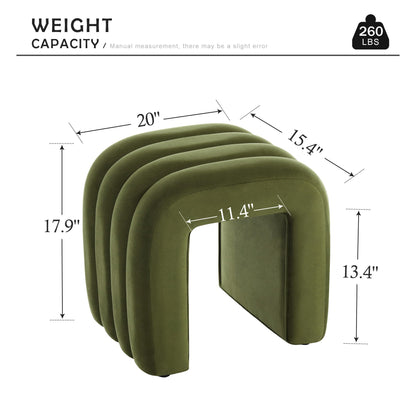 Scingu Multi-Functional Ottoman Stool, Footrest for Couch, Modern Vanity Stool for Make-up Room, Living Room and Entryway, Small Cute Footstool (Olive Green Velvet)