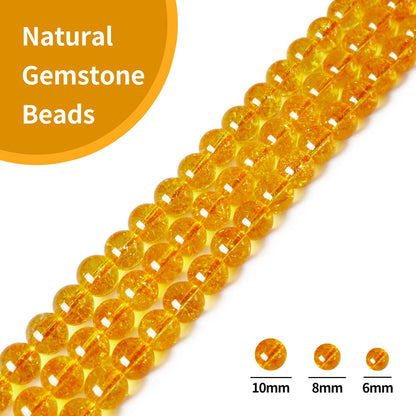 35pcs 10mm Natural Citrine Beads Gemstone Beads Round Loose Beads for Jewelry Making