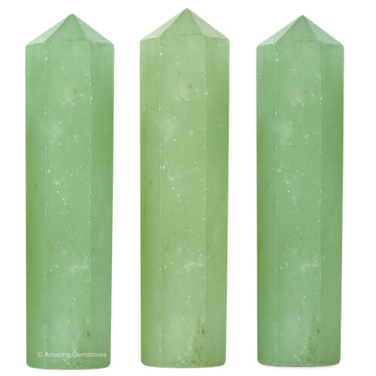 Amazing Gemstone Green Aventurine Crystal Points Bulk Healing Crystals - Pack of 3 Single Terminated Healing Wand Point Bulk for Crafts, Crystal Grid, DIY Work - Premium Crystals for Beginners Gift