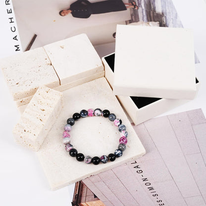 PZTIIY Crystal Bracelet - Natural Energy Crystal Bracelet for Men and Women (ZLY-Pink agate)