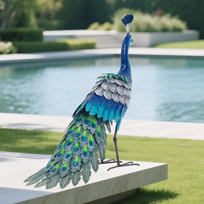 chisheen Metal Peacock Statue Garden Decor Yard Art Sculpture Outdoor Decoration for Lawn,Patio,Backyard,Housewarming Birthday Gifts for Women,Mom,Grandma
