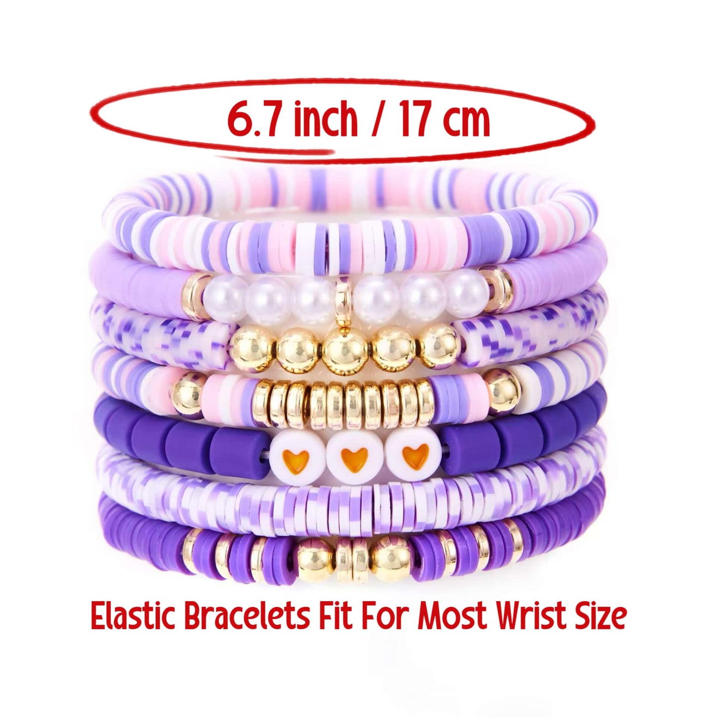 YEOSMINE Boho Heishi Clay Beaded Stretch Bracelets Stack For Women, Preppy Teens Friendship Gold Bracelets Cute Beach Surfer Accessories Bulk Set Trendy Fashion Jewelry