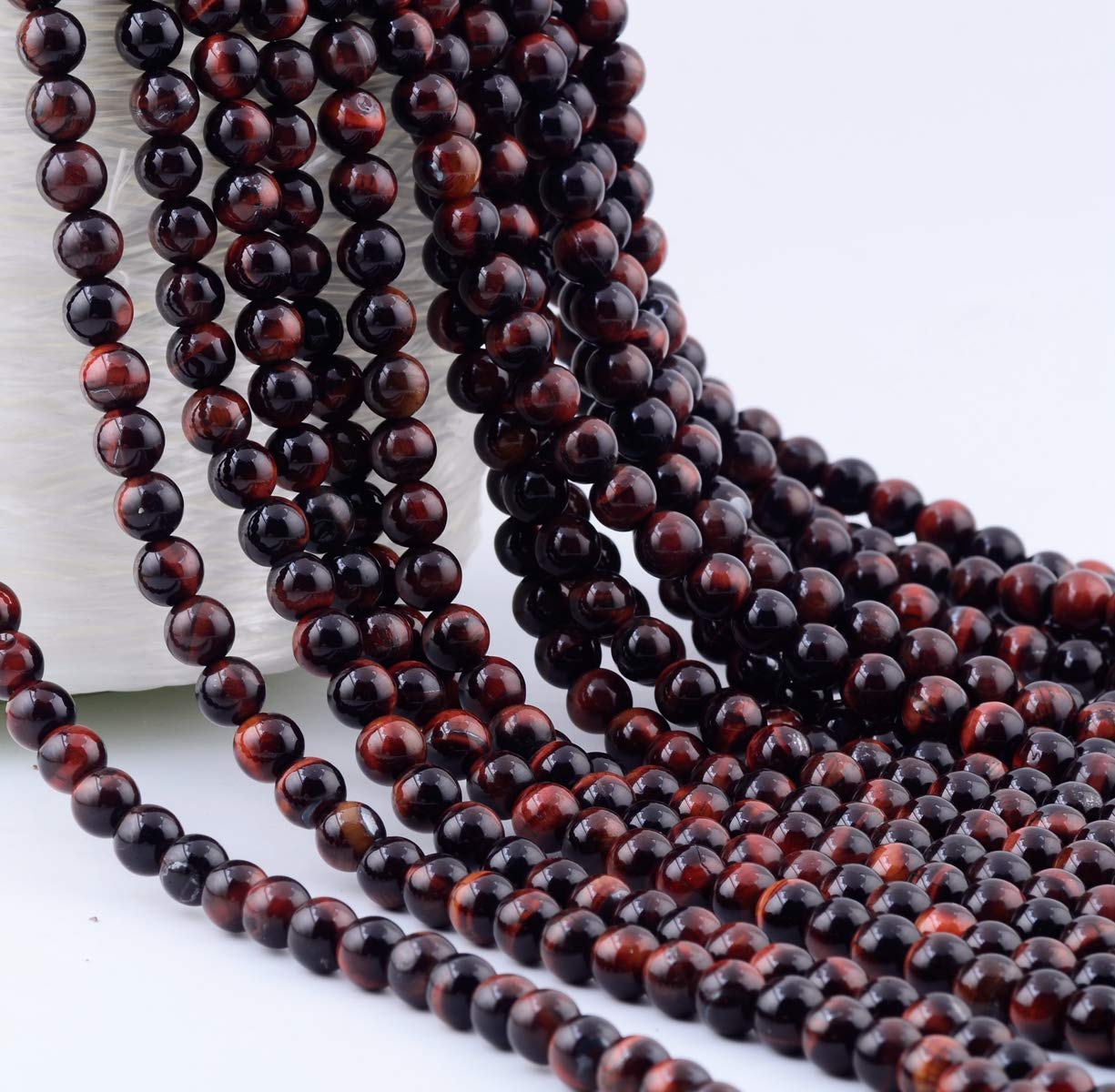 Natural Stone Beads 100pcs 10mm Red Tiger Eye Round Genuine Real Stone Beading Loose Gemstone Hole Size 1mm DIY Charm Smooth Beads for Bracelet Necklace Earrings Jewelry Making (Red Tiger Eye,10mm)
