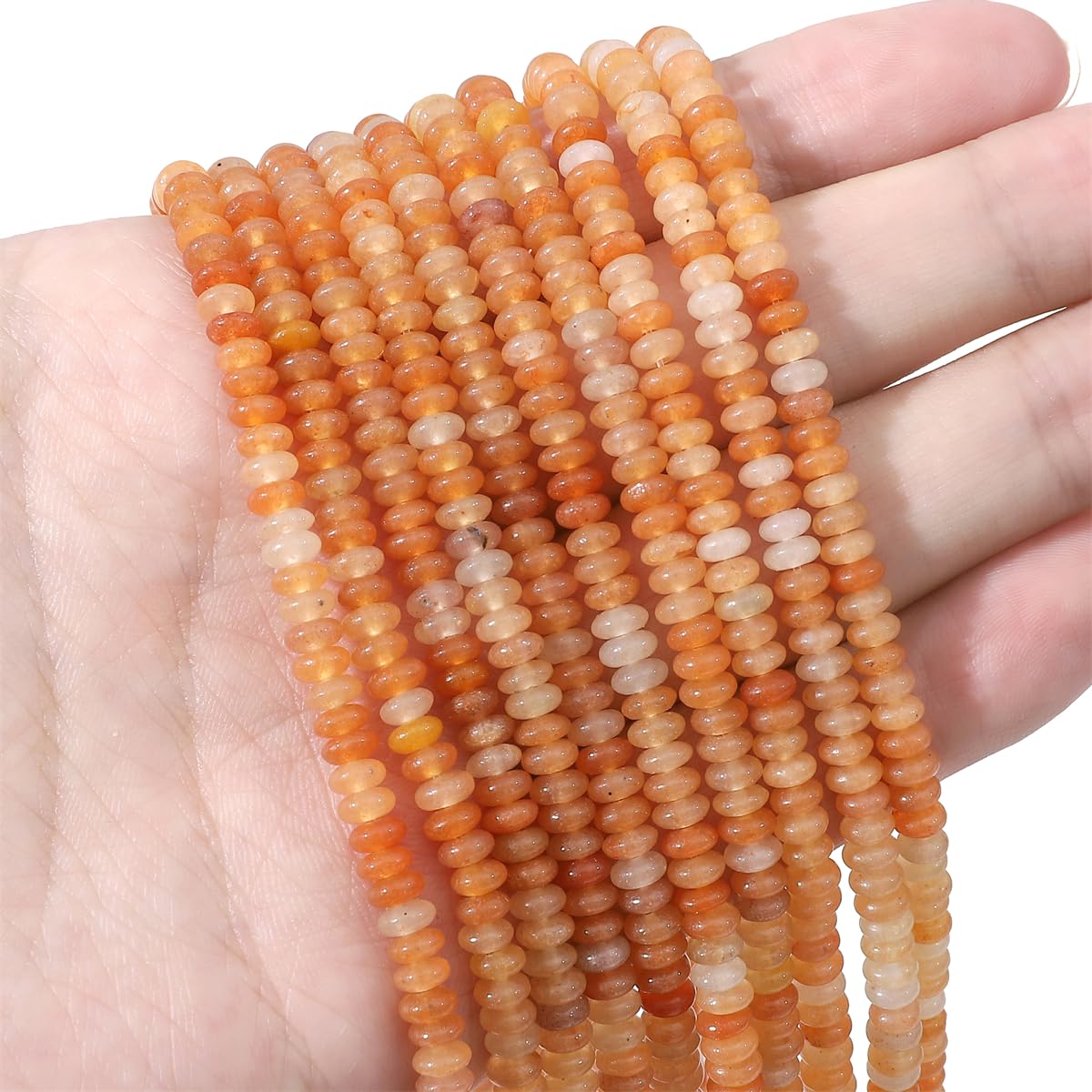 BEADIA Natural Red Aventurine Disk Stone Beads 4x2mm 160pcs Rondelle Loose Semi Gemstone Beads for Jewelry Making Design
