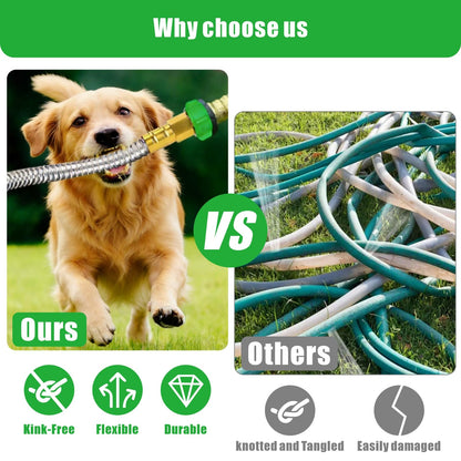 EXJEXJ Short Garden Hose Connector 5FT, Metal Hose Connector for Hose Reel,304 Stainless Steel Male to Female Leader Garden Hose for Hose Reel