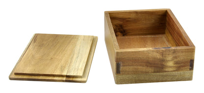Spiretro Wooden Storage Box with Lid, Stash Box, Keepsake Chest to Organize Jewelry, Coins, Cards, Small Treasure, Handmade Natural Acacia Decorative Crate, Brown- 8 x 6 x 3 inches