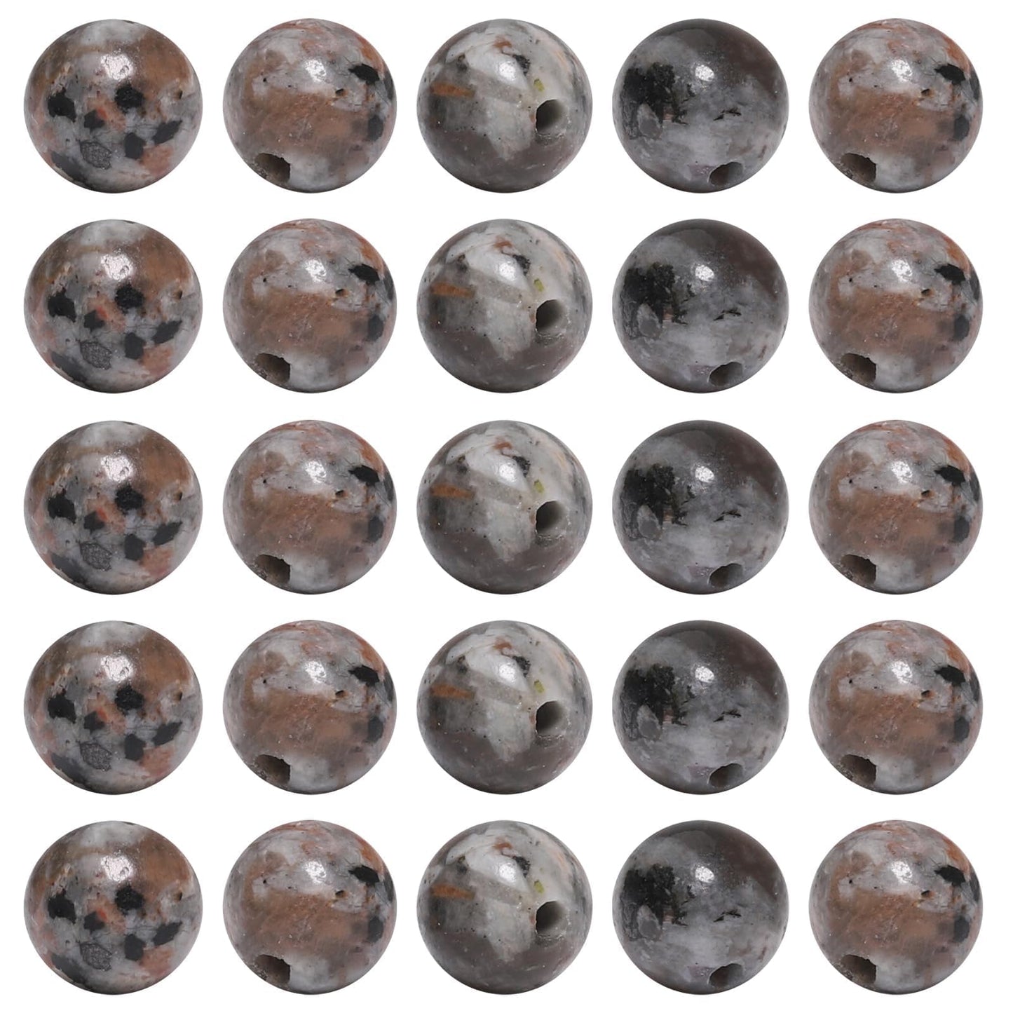 100Pcs 8mm Natural Smooth Flame Stone Gemstone Beads Round Loose Stone Beads for Jewerly Making with Crystal Stretch Cord