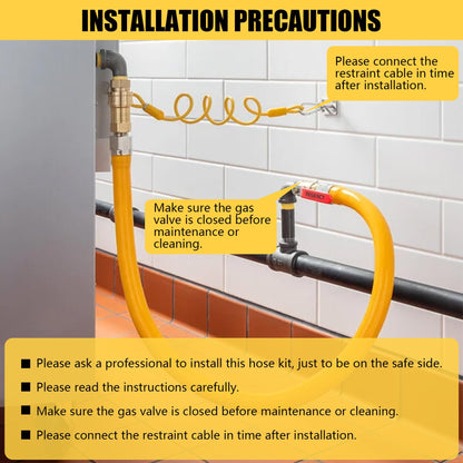 IMOLI Safety System Kit, 3/4" ID Natural Gas Line Hose, 48" Commercial Kitchen Gas Hose, Mobile Gas Connector Hose Kit with 2 Elbow Fittings, 3/4 Flexible Gas Hose
