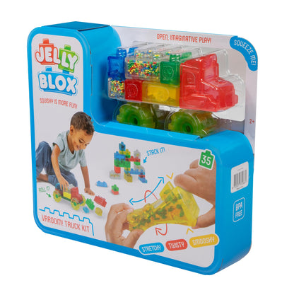 Goliath Jelly Blox Vrroom! Truck Kit | Includes 35 Blocks | Toddler & Preschool Building Blocks Kids Can Squeeze, Stretch, Squish | MESH ACCREDITED | Safety Tested Ouch-Free | Sensory Play Toy Ages 2+