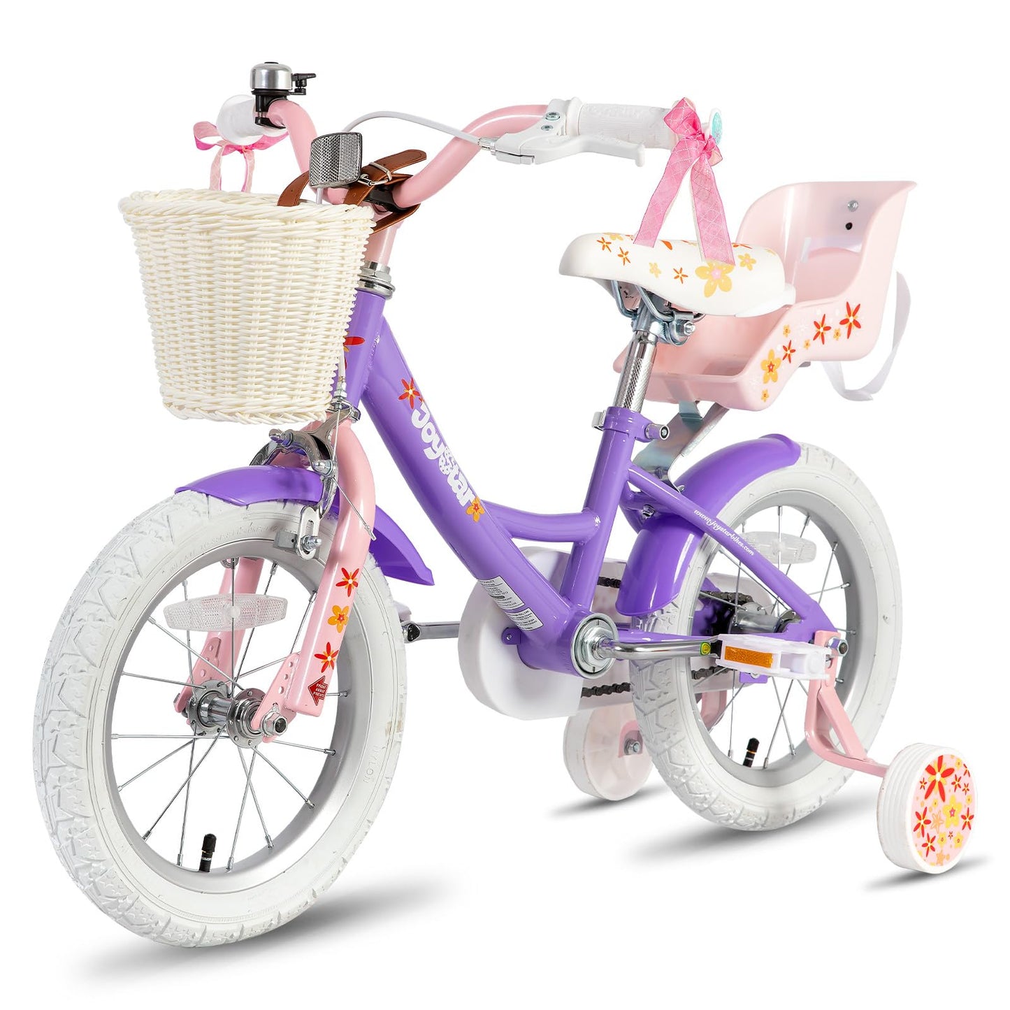 JOYSTAR Unicorn 16 Inch Kids Bike for 4-6 Years Old Princess Girls Bike with Doll Bike Seat Training Wheels Basket Streamer Children Bicycle Purple