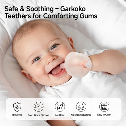 Garkoko 2PCS Baby Teething Toys, No-Drop Silicone Baby Teether Toy for Babies 3-6 Months & 3-18 Months, BPA-Free Infant Teether for Teething Relief