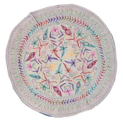Purpledip Cotton Tapestry 'Floral Delight': Vintage Embroidery Table Cover Or Wall Hanging (11273)