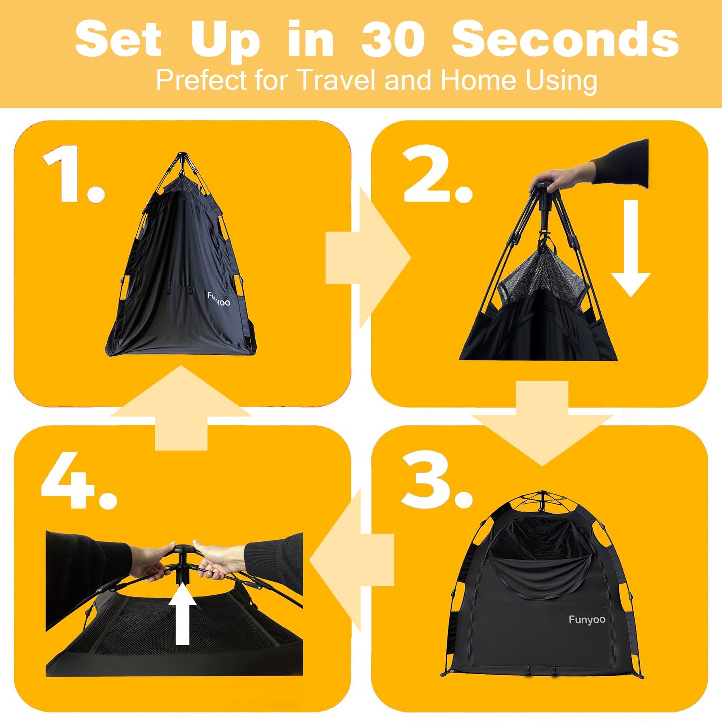 Funyoo Pop Up Blackout Tent for Babbies and Toddlers, One Click Setup Baby Travel Crib Tent, Blackout Cover for Pack N Play and Baby Crib