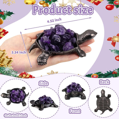 DUQGUHO Turtle Decor Figurines Turtles Gifts for Women Amethyst Crystal Cute Turtle Statue Decorations
