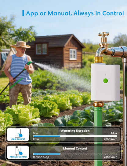 meross WiFi Water Timer for Garden Hose, Smart Hose Timer with Brass Inlet & Outet, WiFi Sprinkler Valve Work with Alexa & Google Assistant, Smart Rain Skip for Lawn, Garden & Yard