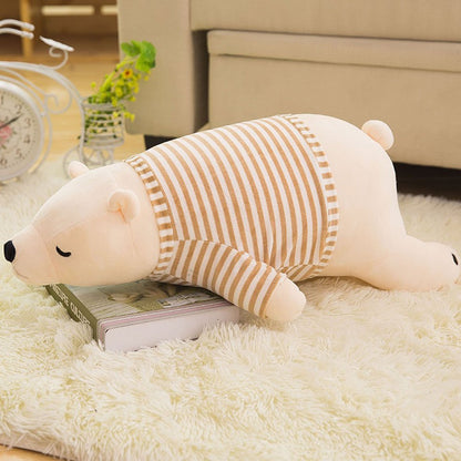 MMTTAO Stuffed Polar Bear Animal Plush Toy 20 Inch Large White Sleeping Bear Animal Stuff Soft Plushies Cute Dolls Collection Huggable Pillow Cushion Birthday Gift for Kids Child Boys Girls, 20Inches