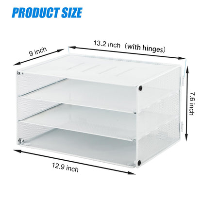 EASEPRES 3 Tier Mesh Desk Organizer Tray, Desktop Mail File Paper Letter Folder Holder Sorter Organization Rack Storage Accessories for Office Home School Classroom, White