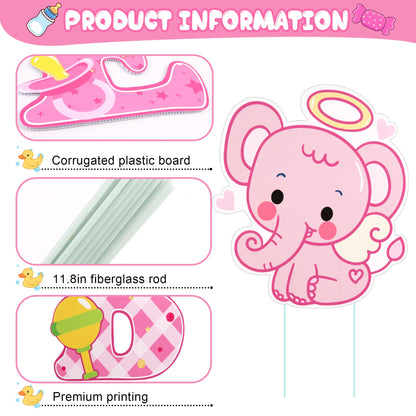 13 Pcs Baby Shower Yard Sign with Stakes, 12 Inch Its A Girl Lawn Garden Sign Gender Reveal Outdoor Decoration Welcome Home Baby Girl Party Supplies (Pink)