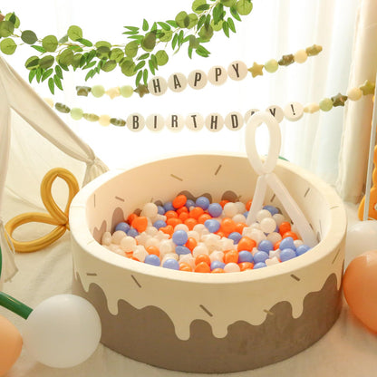 TRENDPLAY Ball Pit Balls Star and Heart Shapes for Toddlers - 200 Count Plastic Balls for Ball Pit Fun and Play (Beige Orange Blue)