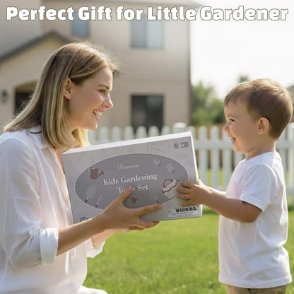 Dreamon Gardening Set Toys for Kids, Quality Garden Tool Kit Includes Tote Bag, Gloves, Shovel, Rake, Cultivator, Watering Can, STEM Learning Outdoor Gifts for Kids Toddlers