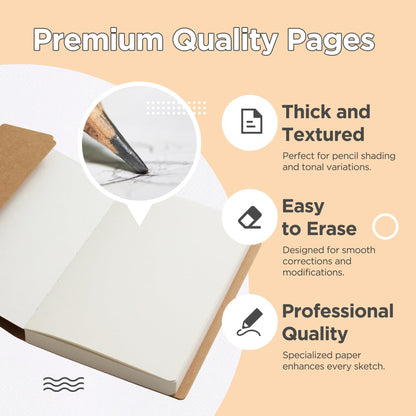 5.5 x 8.3 Inch Sketch Book for Kids and Adults, 112 Sheets (68lb/100gsm), Ideal for Drawing
