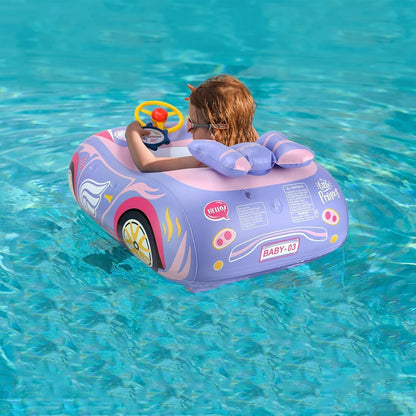 Baby Pool Float 3D Car Baby Floaties for Toddlers 12-48 Months Heavy Duty Infant Swim Float Toddlers Pool Floats Kids Swim Floaties Swimming Pool Floats for 1-4 Years Toddler Floaties for Boys & Girls