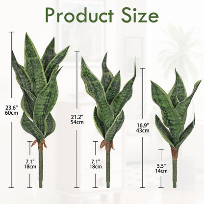 Unpotted Artificial Snake Plant Faux Sansevieria Leaf Single Stem Fake Agave Greenery Realistic Plastic Plant for Home Office Garden Indoor Outdoor Decor