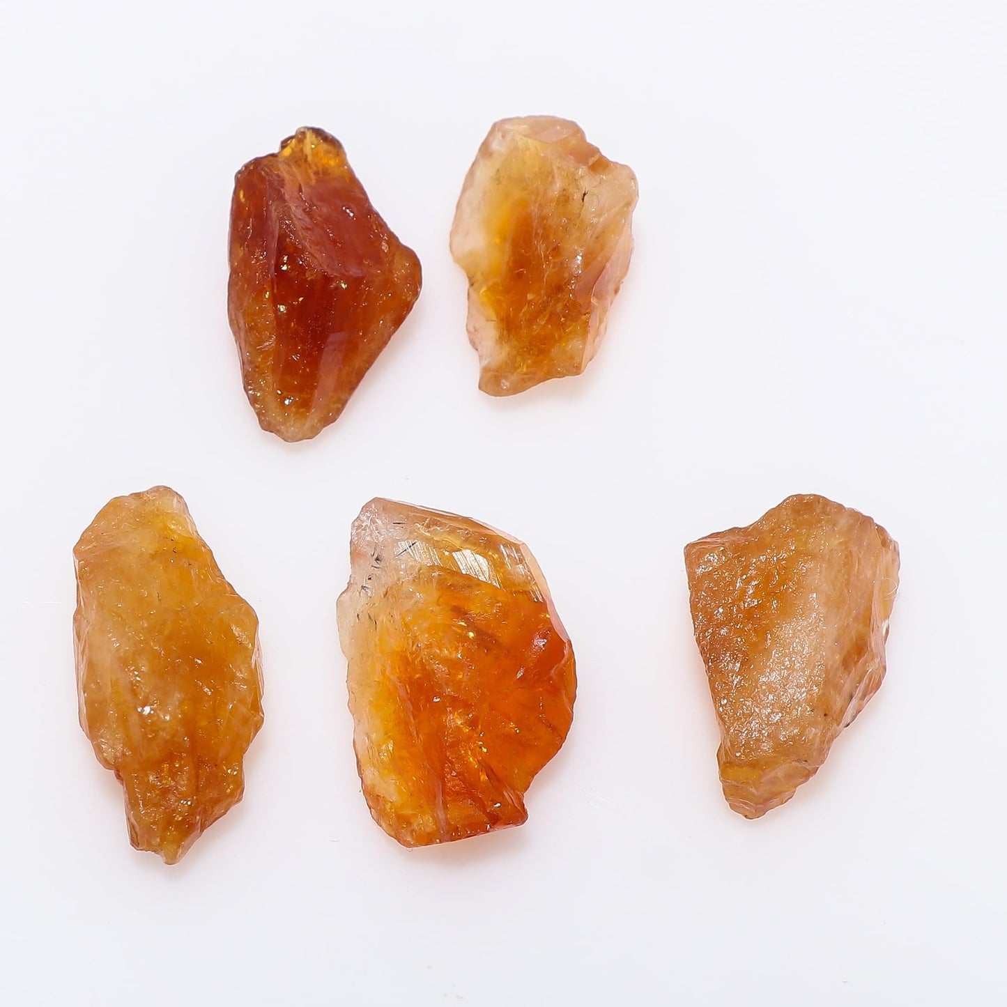 CRYSTALIS 5pcs Natural Big Madeira Citrine Raw Crystals, Loose Gemstone Wholesale Bulk Rough Jewelry Making Supply, Chakra Healing Stones, Wire Wrapping, DIY, Tumbling, Gem Collection, 15-20mm