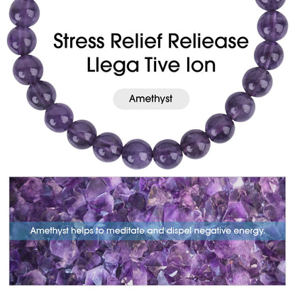 CARITATE Purple Amethyst Bracelet for Women 6mm - Beaded Bracelets for Women Amethyst Bracelet for Women Jewelry Adjustable - Anniversary Valentines Mothers Birthday Gifts for Her Girlfriend Wife