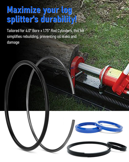 VEHIFOMO Hydraulic Log Splitter Cylinder Rebuild Seal Kit for 4.0"Bore x 1.75" Rod Cylinder, Dirty Hands Tools Huskee Log Splitter Parts Hydraulic Cylinder Rebuild Kit (Pack of 11)