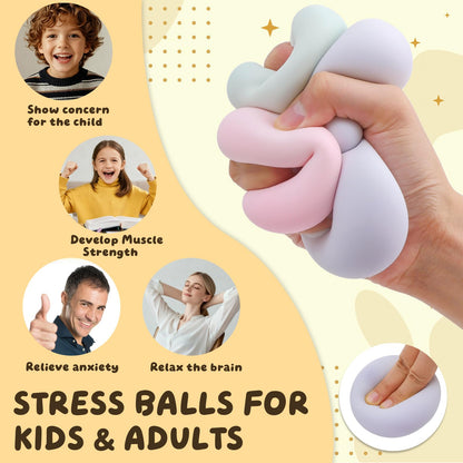 4 PCS Fidget Squishy Toys, Portable Squeeze Vacuum Stress Shapeable Ball Toys, Sensory Focus Toys for Girls Boys Kids Adults Festival Gift Classroom Prize Supplies Goodie Bag Stuffers (Machi)