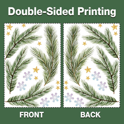 MEHOFOND Christmas Window Clings Stickers, 8 Sheets Xmas Balls Branches Snowflake Christmas Decorations, Xmas Window Decals Stickers for Home Shop Glass Windows, Winter Holiday Display Decor