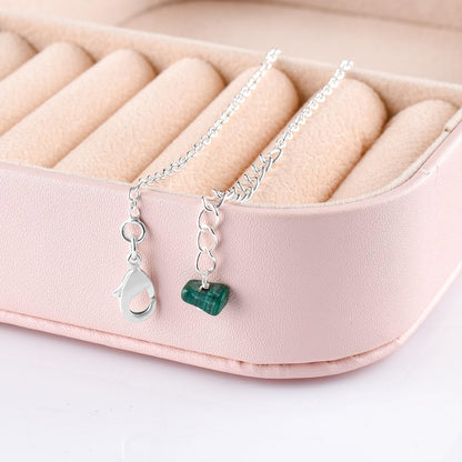 Yanara Malachite Anklets Nuggets Ankle Bracelets for Women Natural Birthstone Silver Plated Jewelry in 9” +1.5” inch Chakra Crystals Valentines Day Gifts For Her