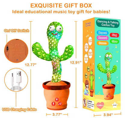 Rechargeable Dancing Talking Cactus Toy Mimics back, Singing Cactus Baby Toy, Educational Baby Toys 18 months+ w/ 51 English Songs, 1 Year Old Girl Gifts, Toys for Baby Boy, Toddler Infants