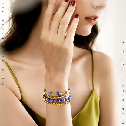 MORIANCE Aventurine Bracelet for Women Aventurine Crystal Jewelry Gold Bracelets for Women Stack Gold Bead Bracelets Green Beaded Crystal Gemstone Bracelet