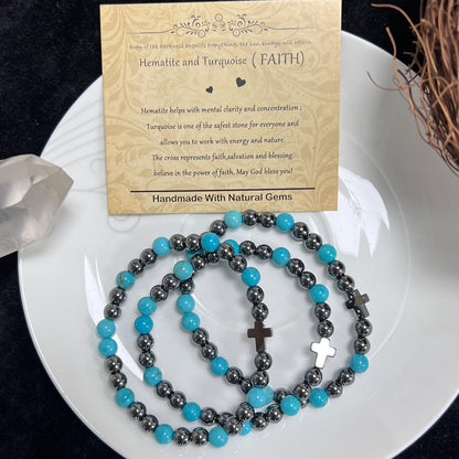 CHCCOYE 6mm Natural Healing Gemstone Bracelet Handmade Yoga Stretch Elastic Bracelet Stress Relief Crystal Jewelry for Men and Women (6mm FAITH)