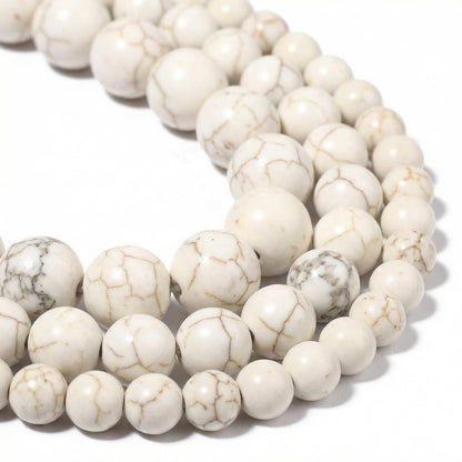 Yochus 60pcs White Turquoises Beads，6mm Healing Power Natural Stone Round Loose Beads for Jewelry Making Earring Necklace DIY Crafts