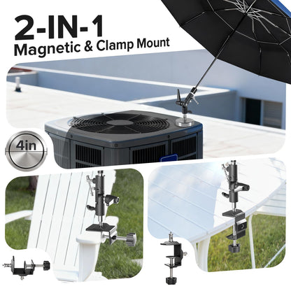 FixOasis 60" Folding HVAC Umbrella with Magnetic Base, Universal Clip Included, Upgraded Durable Frame, Wind-Resistnat, Portable Magnetic Umbrella, For HVAC and Outdoor Activities, 180°Adjustable