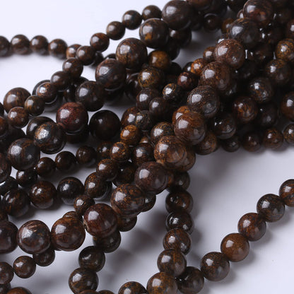 60PCS 6MM Natural Bronze Stone Beads Round Loose Stone Beads for Jewelry Making DIY Energy Stone Healing Power Bracelet 15"