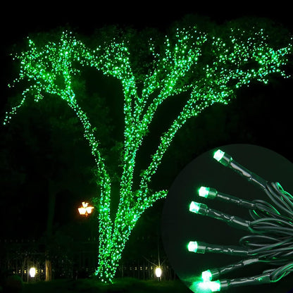 Joomer Green Solar String Lights, 39FT 100LED Waterproof Outdoor Lights with 8 Modes Twinkle Fairy Light for Garden, Patio, Yard, Tree, Christmas St. Patrick's Day Decor