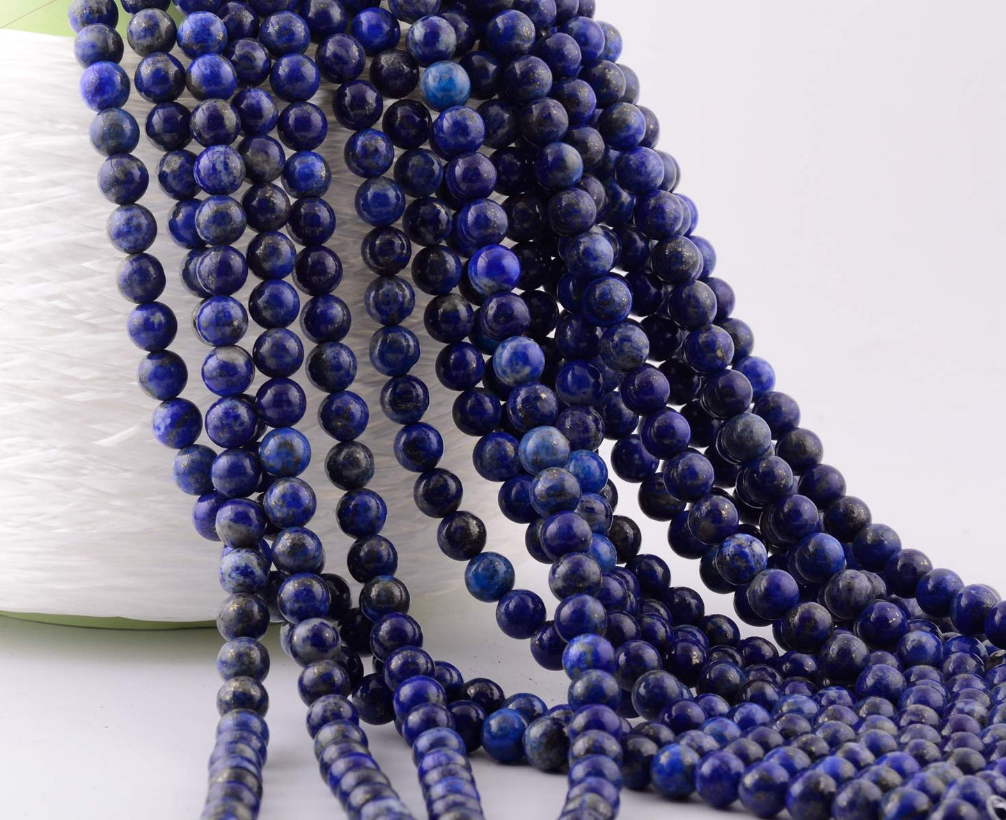 Natural Stone Beads 100pcs 8mm Lapis Lazuli Round Genuine Real Stone Beading Loose Gemstone Hole Size 1mm DIY Charm Smooth Beads for Bracelet Necklace Earrings Jewelry Making (Lapis Lazuli Blue, 8mm)