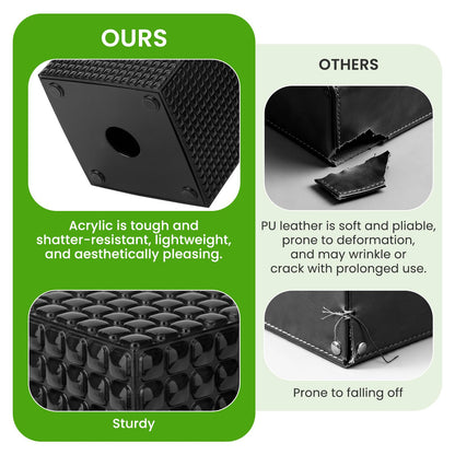 Tissue Box Cover, Black Square Acrylic Tissue Holder, Modern Decorative Facial Tissue Box Vessel Cube Paper Organizer Dispenser for Bathroom, Night Stand, Office, Vanity Countertops