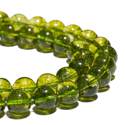 8mm Natural Peridot Gemstone Beads Polished Round Smooth Stone Beads for Bracelets Jewelry Making 15inch Loose Beads