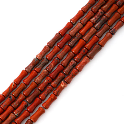 5x12mm Natural Red Stone Bamboo Shape Gem Healing Energy Loose Spacer Beads for DIY Necklace Bracelet Earring
