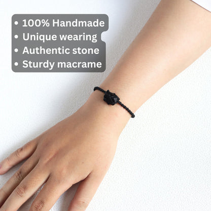 Black tourmaline bracelet for men women - raw natural tourmaline jewelry for protection and spiritual
