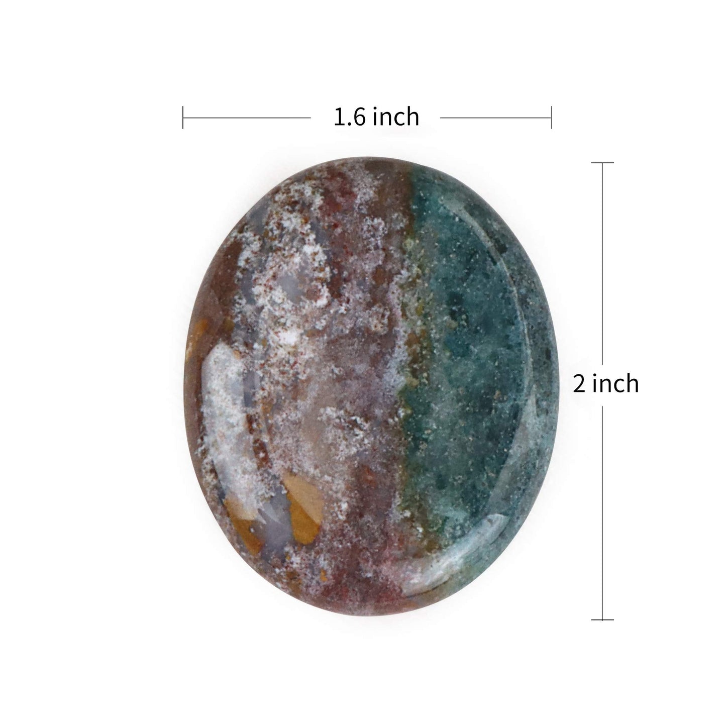 Artistone 2.0" Ocean Jasper Crystal Thumb Worry Stones for Anxiety,Polished Gemstone Reiki Healing Palm Chakra Stones for Meditation,Inspiration,Yoga,Stress
