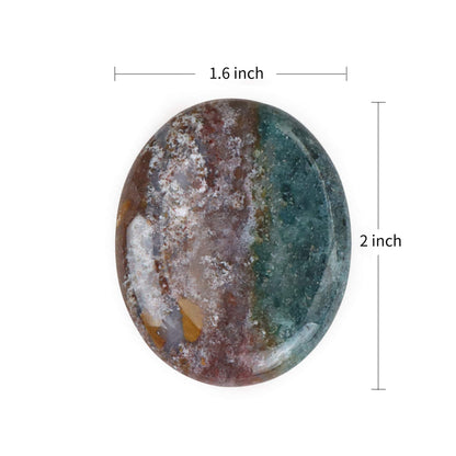 Artistone 2.0" Ocean Jasper Crystal Thumb Worry Stones for Anxiety,Polished Gemstone Reiki Healing Palm Chakra Stones for Meditation,Inspiration,Yoga,Stress
