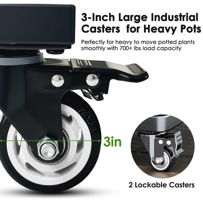Hongsane 30" Plant Caddy with Wheels Heavy Duty,Extra Large Metal Rolling Plant Stand with 5 Caster 900 Lbs Load Capacity,Square Plant Dolly for Large Pots,Planter Rollers for Indoor Outdoor Use
